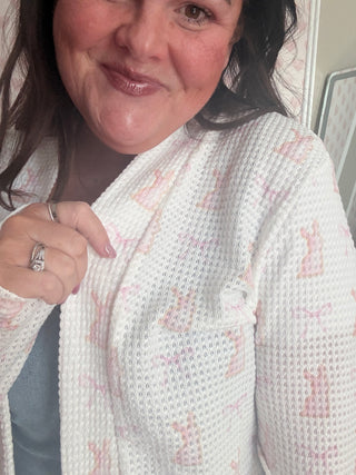 Spring print Lola cardigan for women, lightweight Easter cardigan, relaxed fit pastel layer, comfy mom style spring outfit