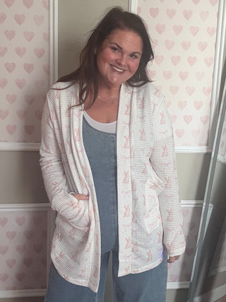 Spring print Lola cardigan for women, lightweight Easter cardigan, relaxed fit pastel layer, comfy mom style spring outfit