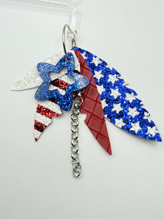 Decorative keychain with American flag design on a white background