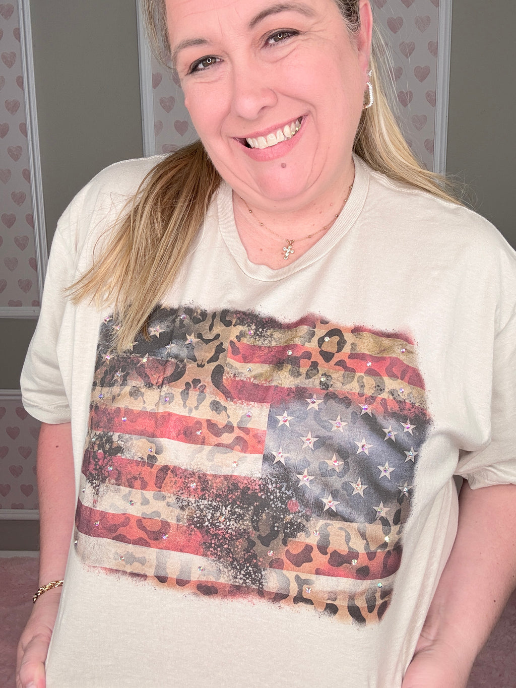 American Flag Cheetah with Crystals – Beautifully You