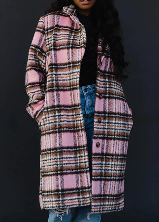 Plaid Coat [Pink, Brown, & Black]