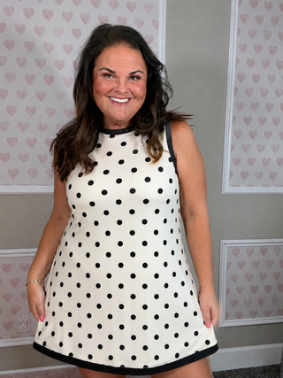 Lucy Tank Dress – Black & White Polka Dot 2XL