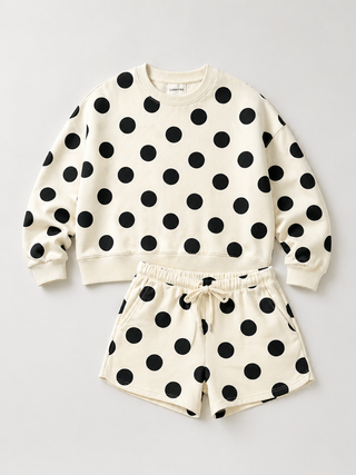 Black ivory polka dot shorts women’s clothing comfy mom style matching set shorts relaxed fit trendy lounge shorts