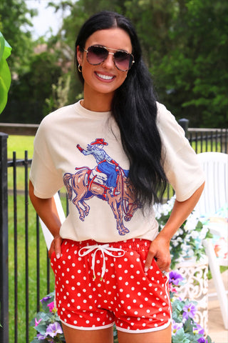 Rodeo Queen waffle knit tee women’s clothing western graphic shirt comfy mom style lightweight breathable trendy top