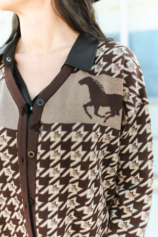 Close-up of a patterned shirt with a blurred background