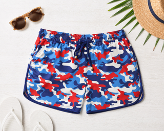Americana camo shorts women’s clothing JESS LEA red white blue camo comfy mom style lightweight summer shorts