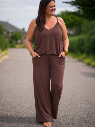 Blakeley Delilah buttery soft modal tank and wide leg pant matching set for women.
