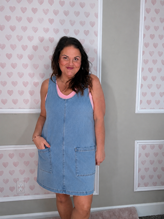 Meadow Refined Denim Jumper Dress Small