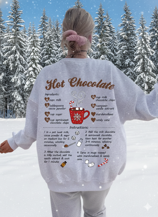 Hot Chocolate Recipe Christmas Embroidered Sweatshirt